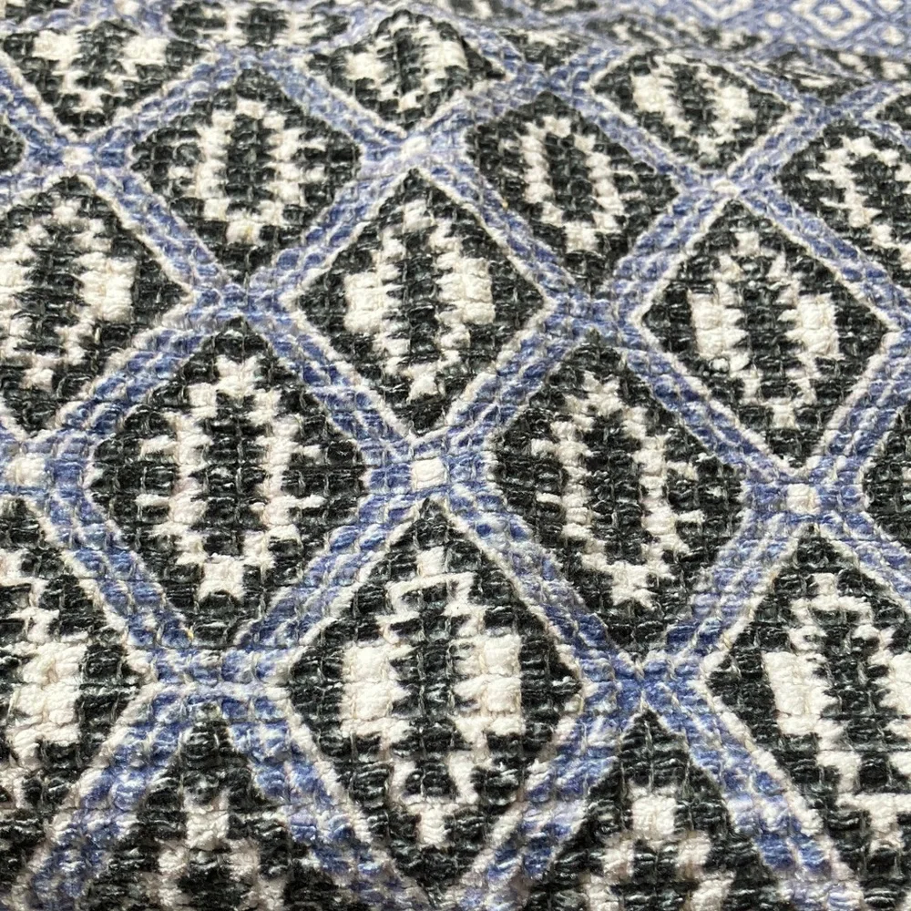 100% Cotton Ikat print Blue and white throw rug
